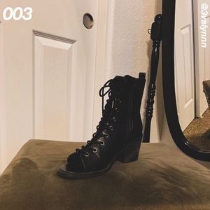 Open toe heel boots